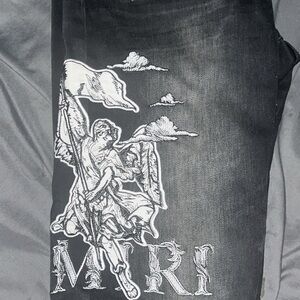 Black Amiri Jeans with Angel Design